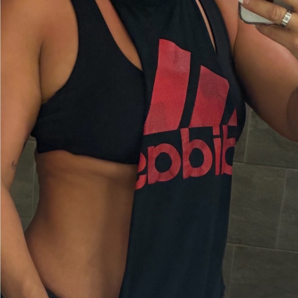 Adidas Black Tank Top with Red Logo